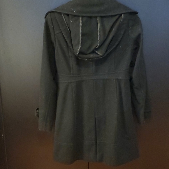 Black hodded peacoat - Picture 2 of 2